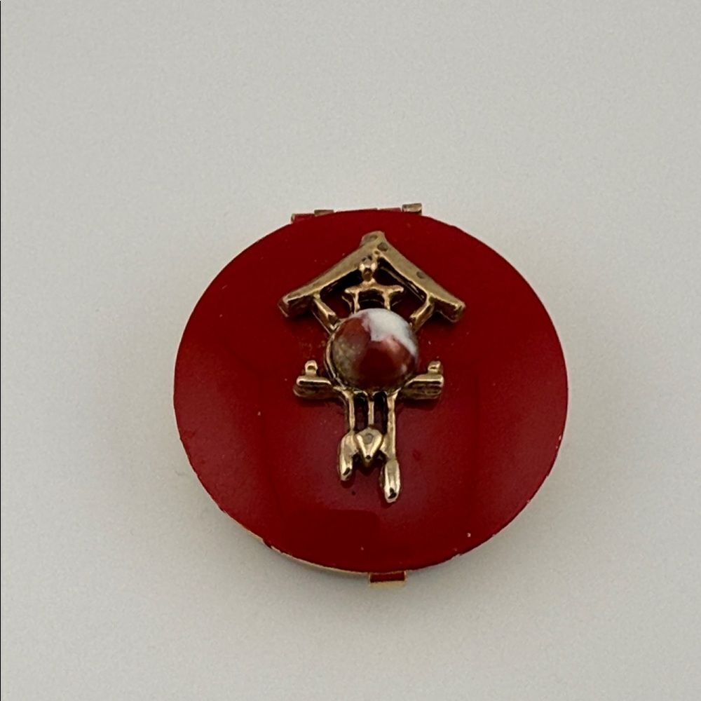 Vintage Japanese Red and Gold Pill Box